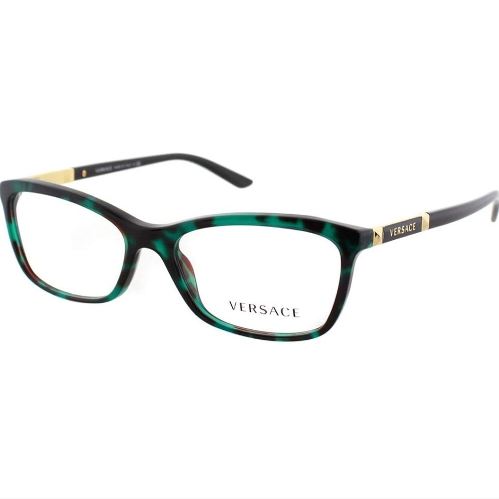 Versace VE3186 Eyeglass Frames 5076-54 - Green Havana Transp VE3186-5076-54